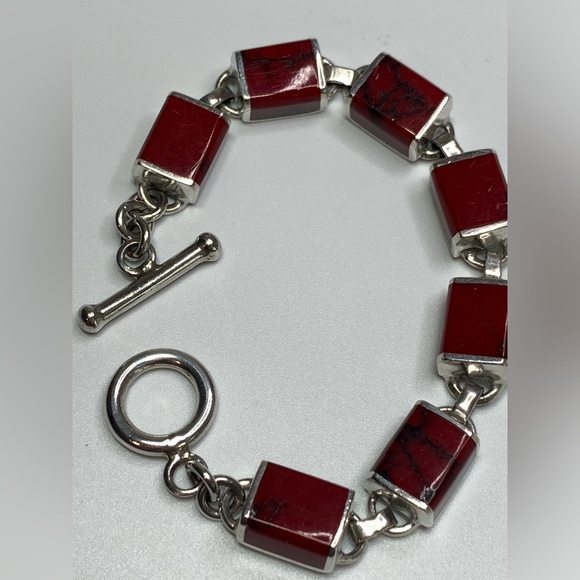 Silpada RARE Sterling Silver Red Jasper Pendant & Matching Jasper Bracelet SET - Picture 4 of 16